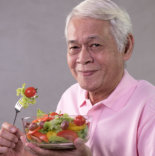 elder man eating healthy foods